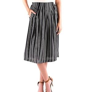 DE Collection Sack Lunch Midi Skirt Striped Black and White A-line SZ Small